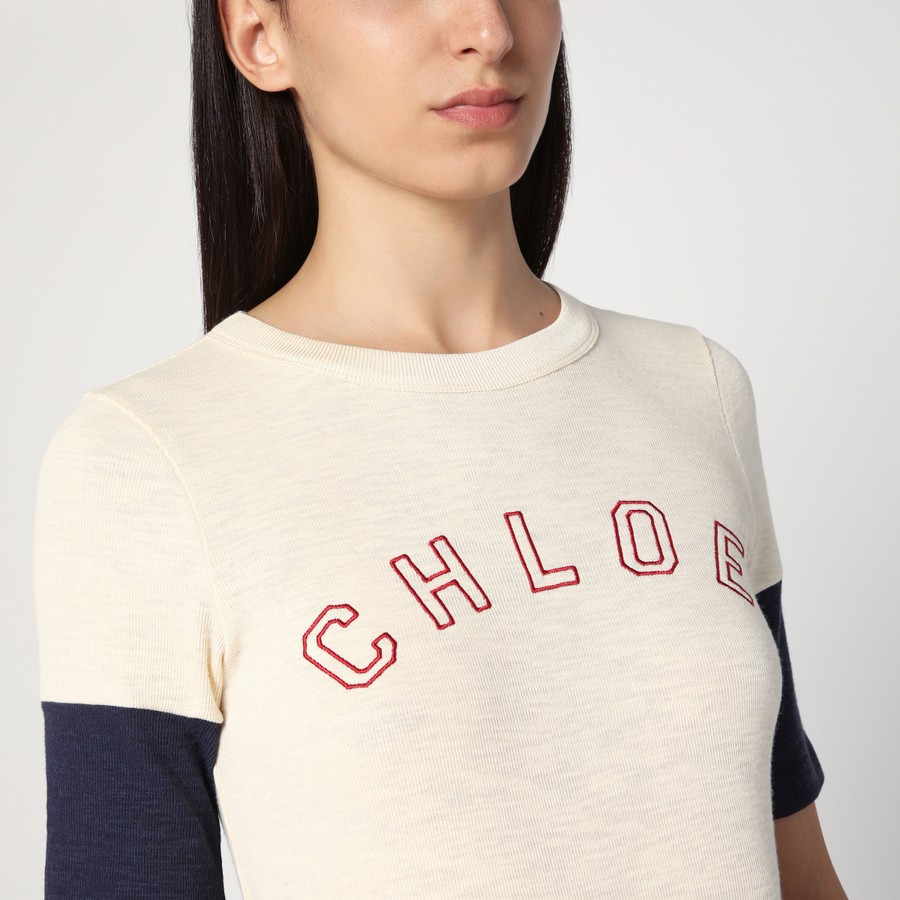 Tシャツ・カットソー Chloe TSHIRT (CH25AJH01174) Chloé Wool and cotton T-shirt with logo | TheDoubleF