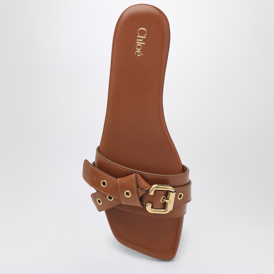 Chloé Clay brown low heel shoes in leather | TheDoubleF