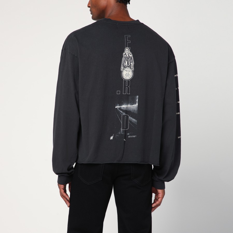 Tシャツ・カットソー ENFANTS RICHES DEPRIMES BLACK VINTAGE-EFFECT T-SHIRT Enfants Riches Déprimés Black Vintage-Effect T-Shirt With