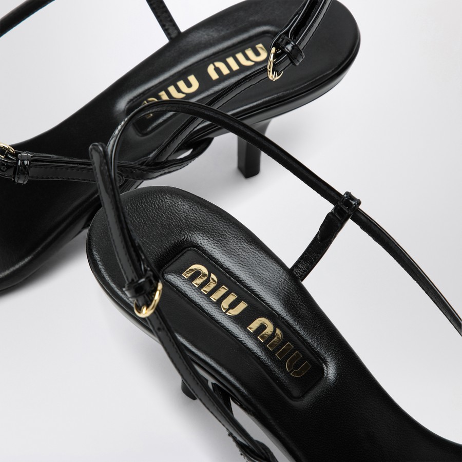 Miu Miu Black patent leather sandal with buckles | TheDoubleF