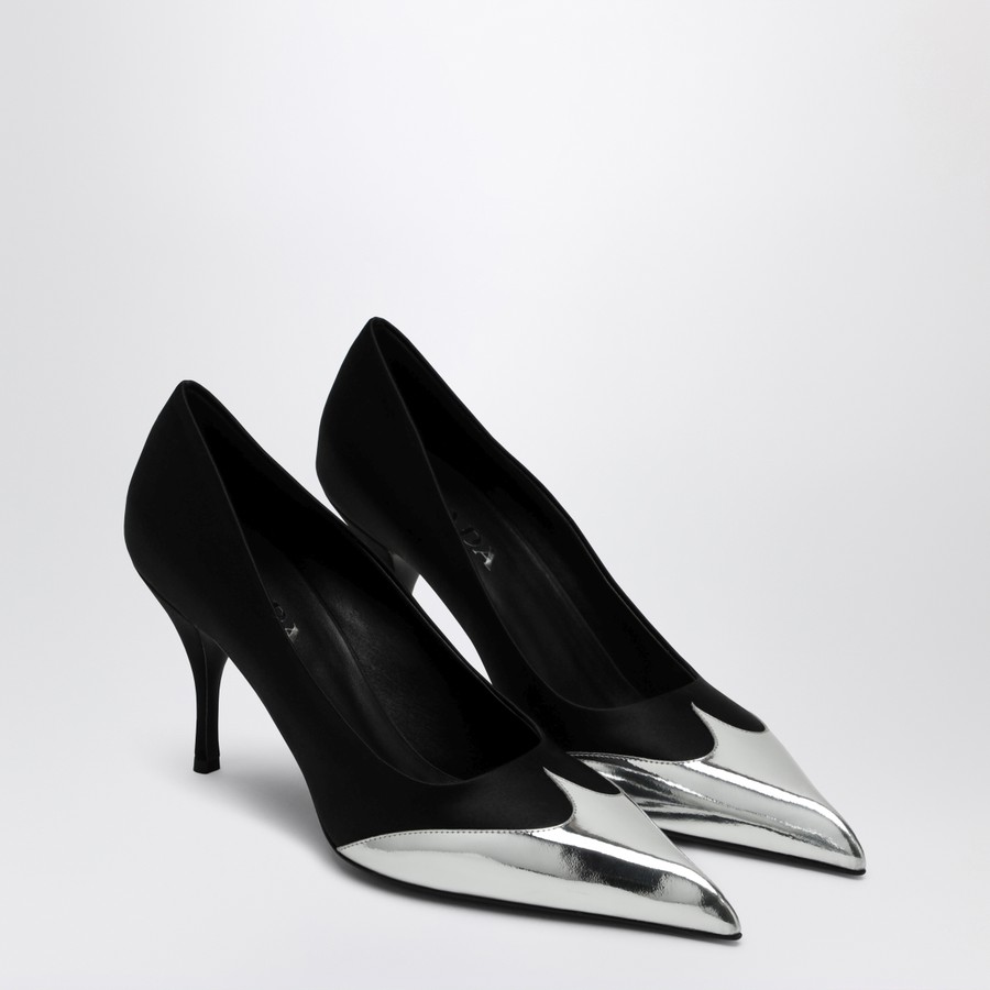 シューズ・サンダルその他 PRADA Woman Pumps Black 1I978N055 F0002 Prada Black décolleté in satin and metallic leather | TheDoubleF
