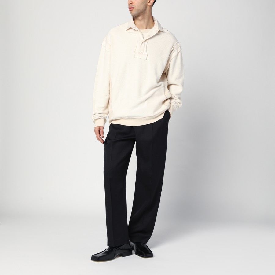 Maison Margiela Distressed-effect ecru sweatshirt | TheDoubleF