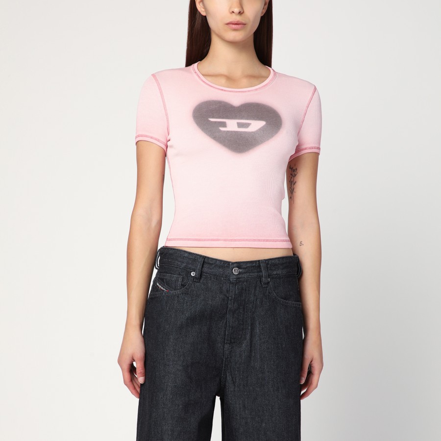 Tシャツ・カットソー DIESEL T-ELE T-SHIRT IN POWDER PINK STRETCH COTTON Diesel T-Ele T-shirt in powder pink stretch cotton | TheDoubleF