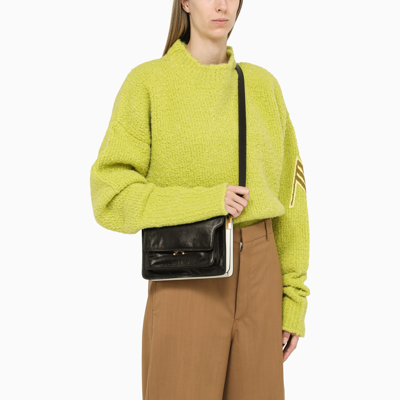 Marni Medium Trunk Soft bag in black leather TheDoubleF