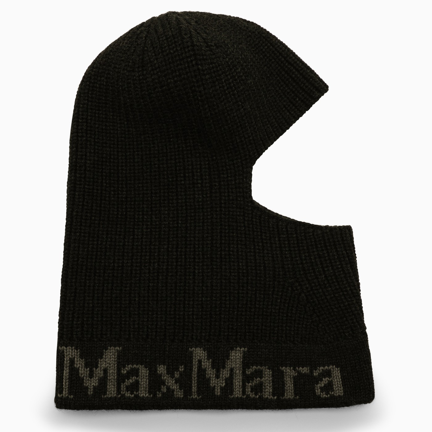 Max Mara Charcoal grey wool knit balaclava TheDoubleF