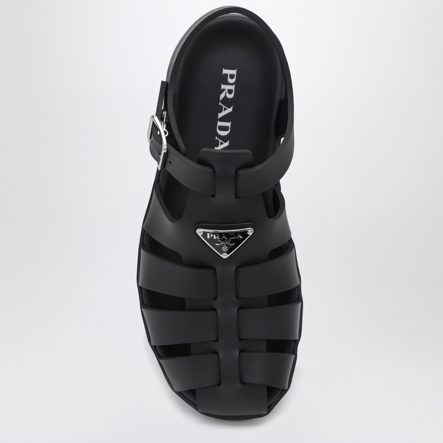 サンダル PRADA BLACK RUBBER CAGE SANDAL Prada Black rubber cage sandal | TheDoubleF