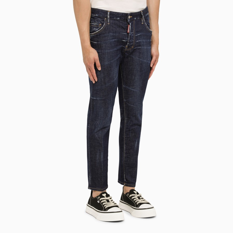 Dsquared2 Navy slim jeans with wear | TheDoubleF