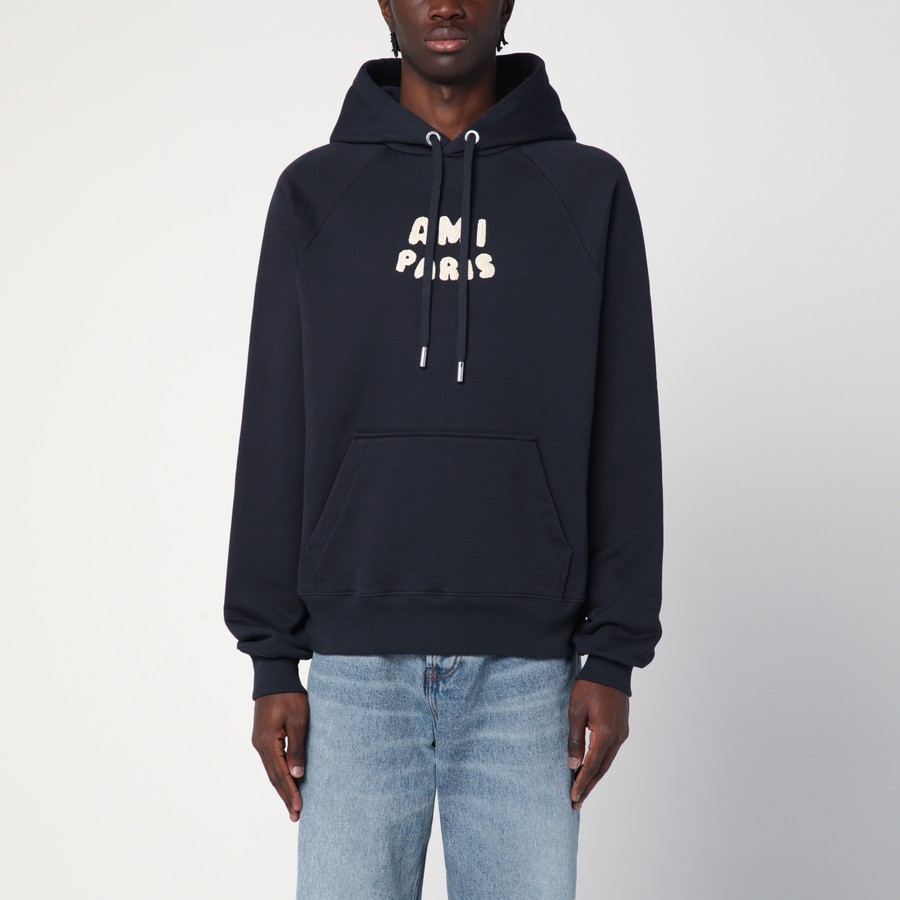 Ami Paris Navy blue sweatshirt with embroidered logo