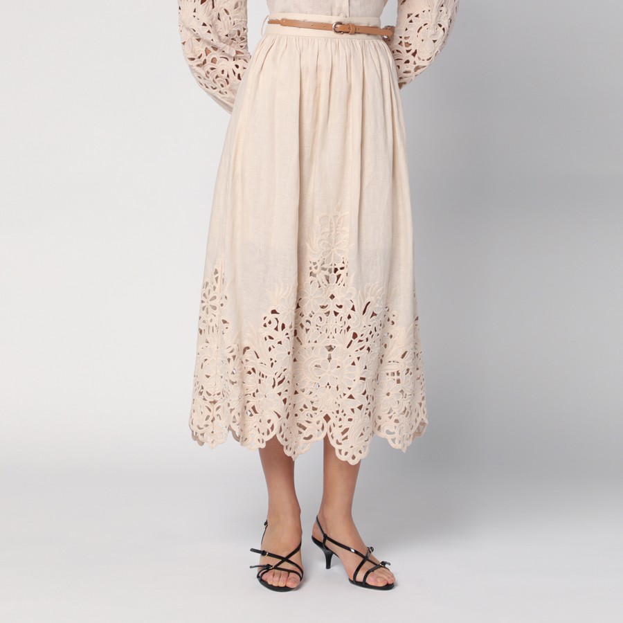【送料&関税込】Zimmermann Wylie Embroidered Midi Skirt ZIMMERMANN - Wylie embroidered midi skirt | Leam Roma