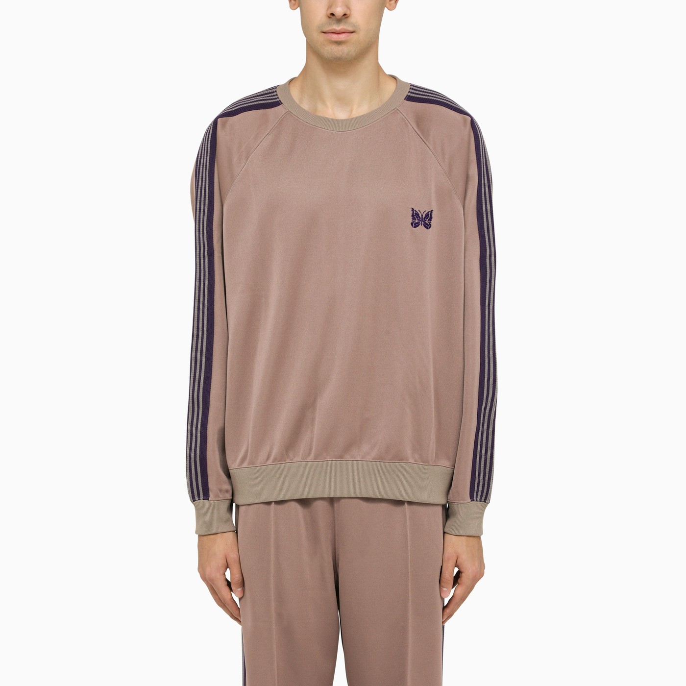 Needles Beige crewneck sweatshirt with bands TheDoubleF