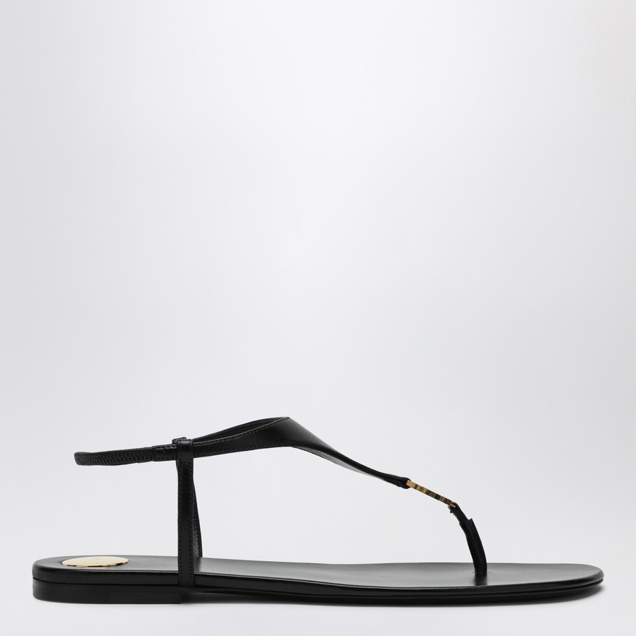 サンダル・ミュール Saint Laurent SS25 'Cassandre' sandals (818293AADF1 1000) Saint Laurent Cassandra black flip-flops | TheDoubleF