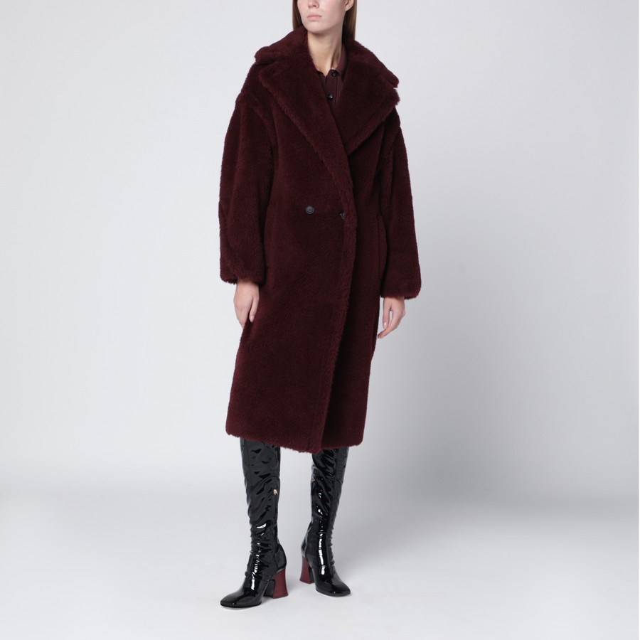 Max Mara Bordeaux Teddy Bear Icon Coat in alpaca and wool TheDoubleF
