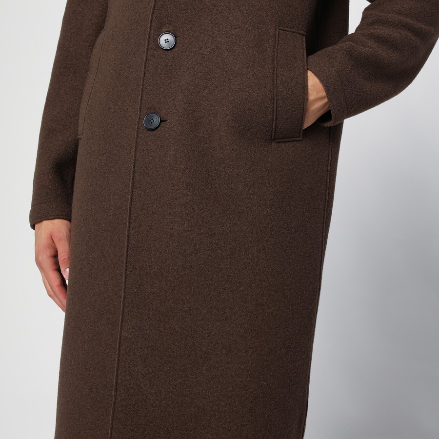 Harris Wharf London Brown single-breasted coat in virgin