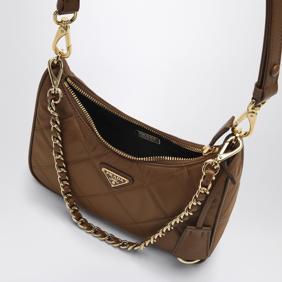Prada Mini borsa Re-Edition 1995 Chaîne color brandy