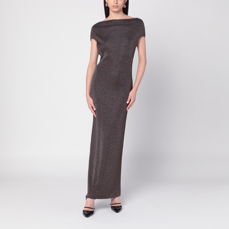 【関税＆送料込み】Max Mara Brown Dress In And Lurex Yarn Max Mara Pianoforte Brown dress in viscose and lurex yarn