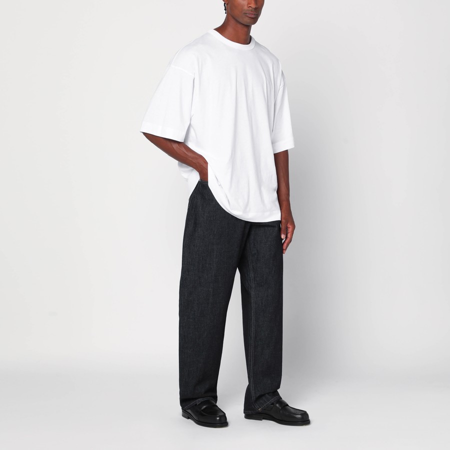 Dries Van Noten ロゴTシャツ ホワイト コットン 上質 定番 人気 Dries Van Noten Oversized white cotton T-shirt | TheDoubleF