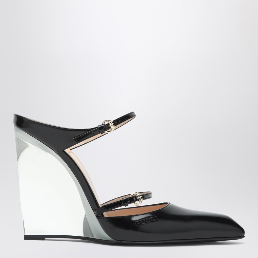 GUCCI Black sabots with transparent wedge | TheDoubleF