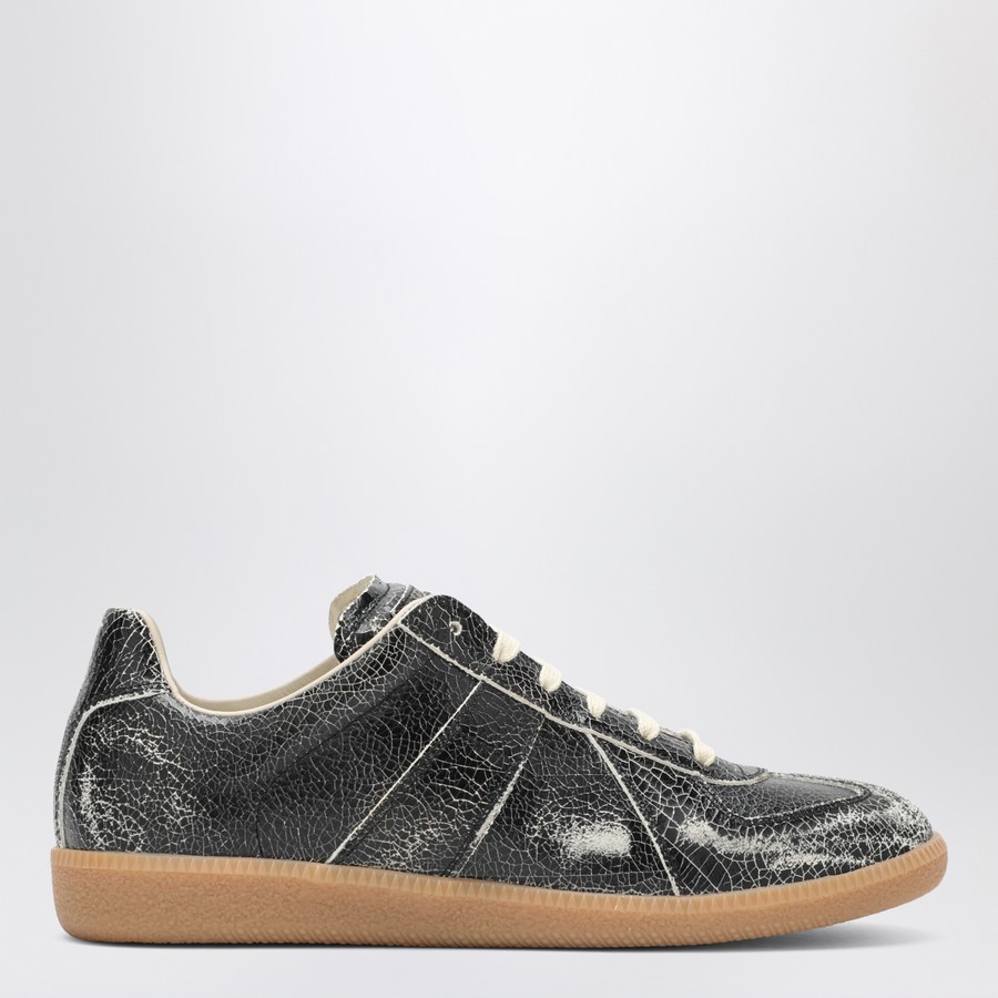 Maison Margiela Black cracked leather Replica sneakers
