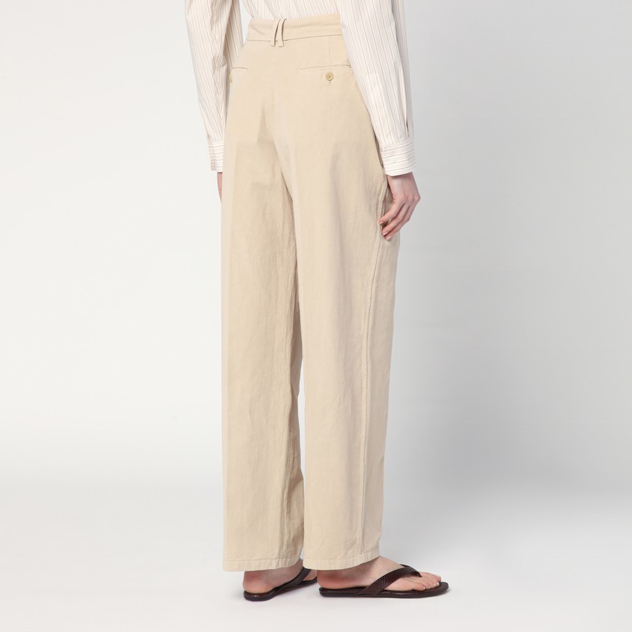 The Row Lilas light khaki cotton and linen trousers | TheDoubleF