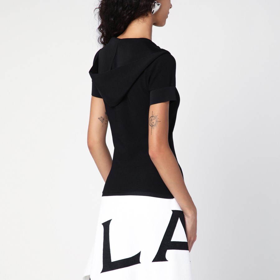Tシャツ・カットソー ALAIA BLACK PIQUE HOODED TOP Alaïa Black piqué hooded top | TheDoubleF