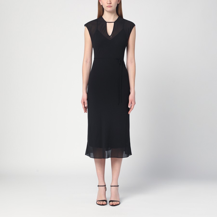   サンダルに Dresses K20K208366PL Black 関送無 Calvin Klein Black midi dress with belt | TheDoubleF
