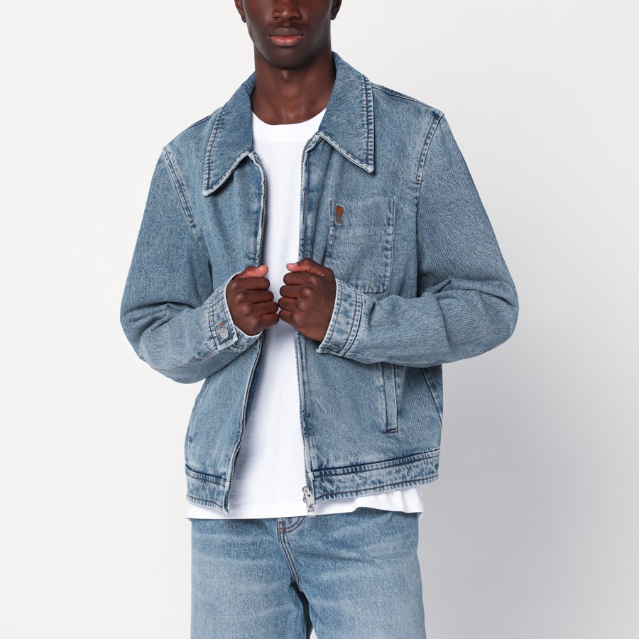 Ami Paris Denim zip-up Ami De Coeur jacket | TheDoubleF