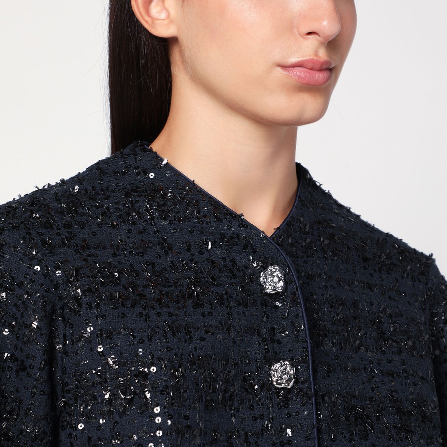 ジャケット Rotate Birger Christensen Navy Blue Boucle Jacket ROTATE Birger Christensen Navy blue Bouclé jacket with