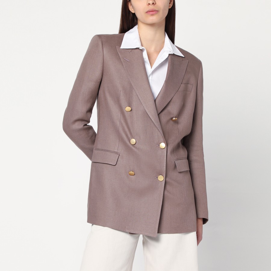 ジャケット Tagliatore Brown double-breasted linen jacket Tagliatore Brown double-breasted linen jacket | TheDoubleF