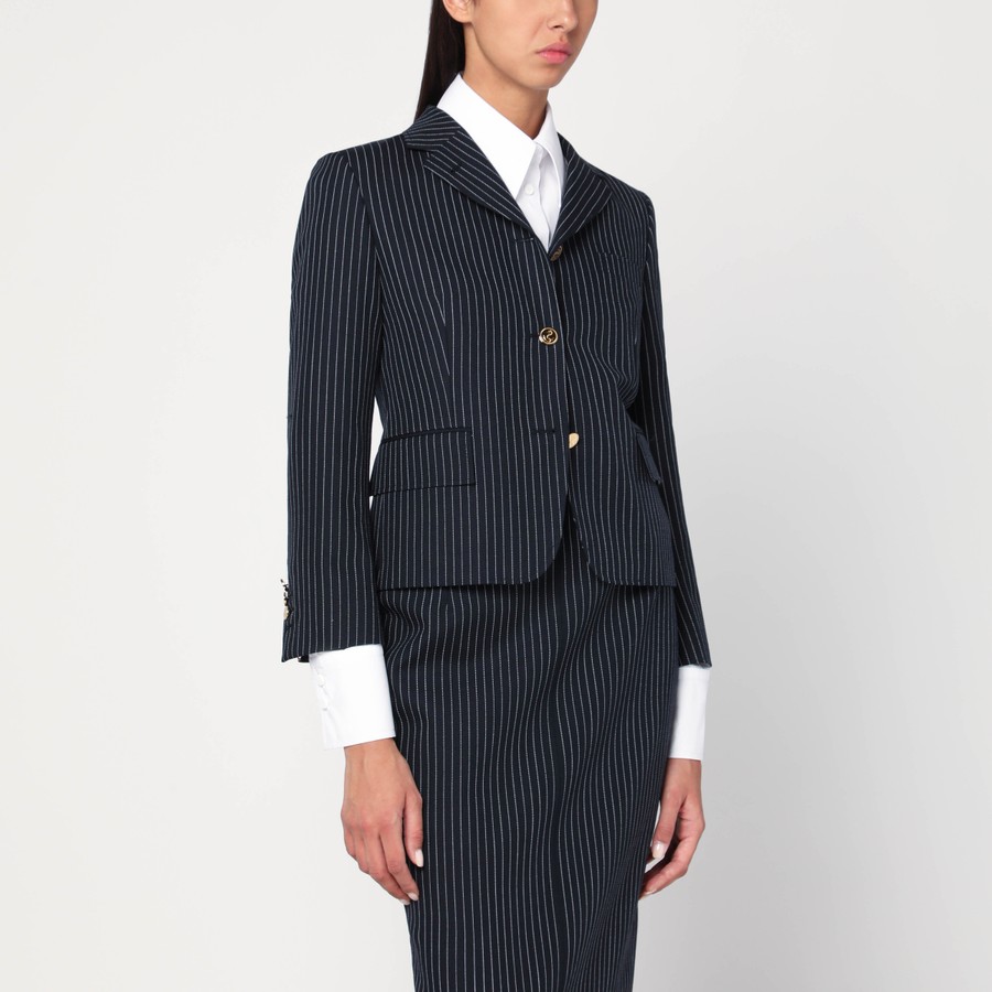 ジャケット Thom Browne Navy Pinstripe Wool Blazer Thom Browne Navy pinstripe wool blazer | TheDoubleF