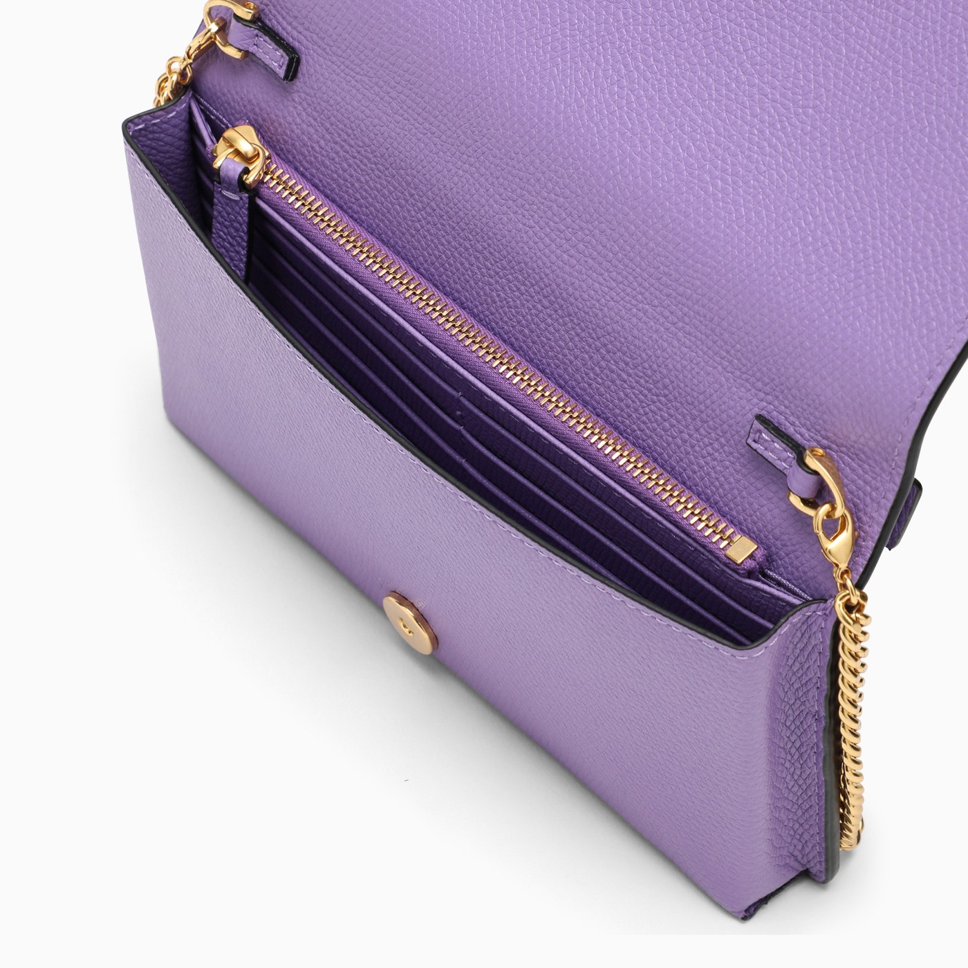 Valentino Garavani Wisteria leather wallet with shoulder strap TheDoubleF