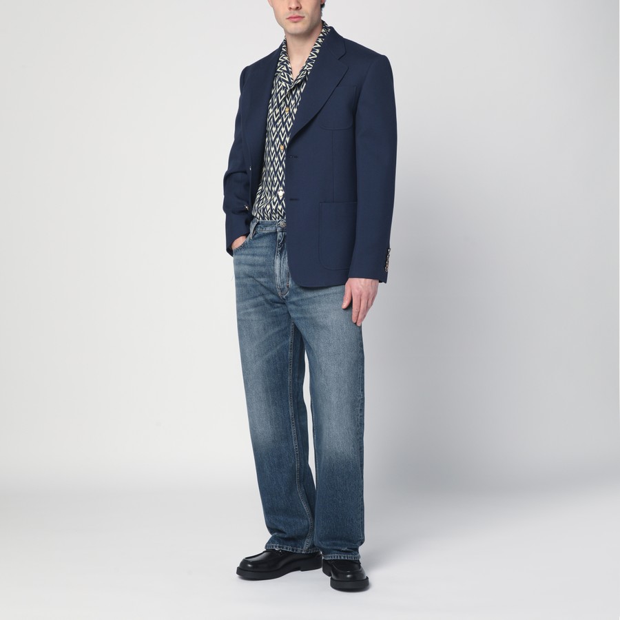 Valentino Blue single-breasted wool jacket | TheDoubleF