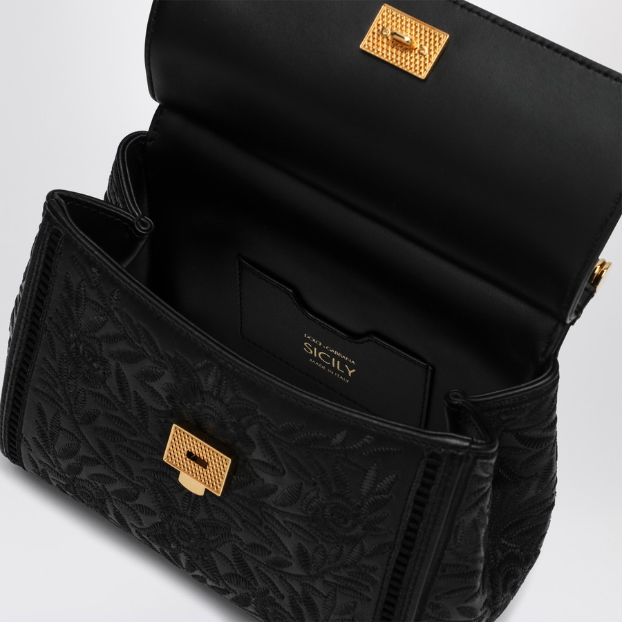 バッグ・カバンその他 Dolce&Gabbana Black embroidered handbag Sicily medium Dolce&Gabbana Black embroidered handbag Sicily medium