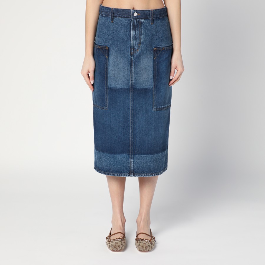 スカート GUCCI Women Mid Skirts 814506XDC7X 4681 BLUE GUCCI Patchwork blue skirt in denim | TheDoubleF