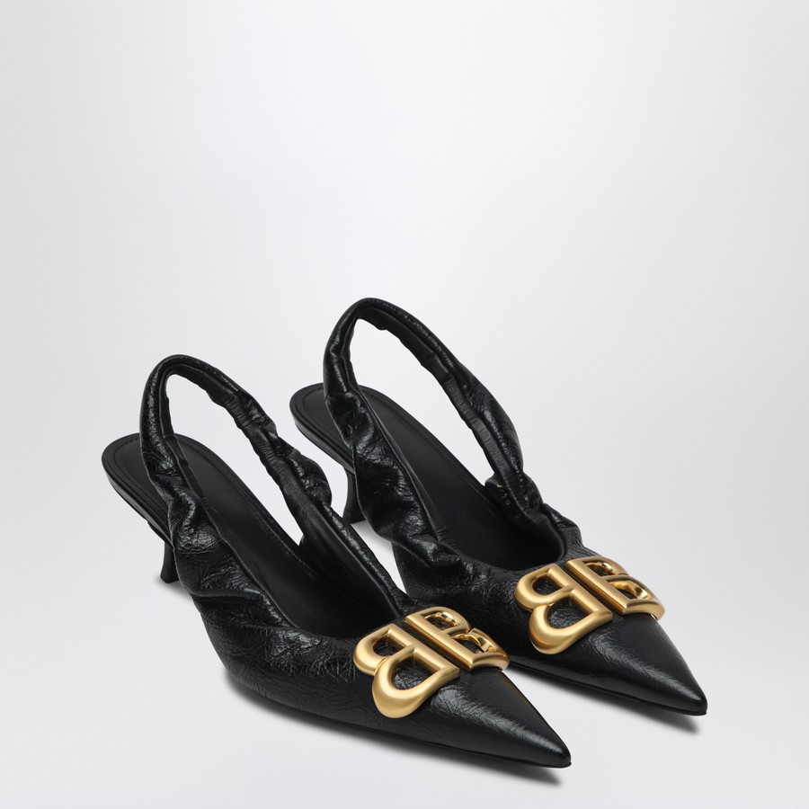 Balenciaga Monaco black slingback with logo | TheDoubleF