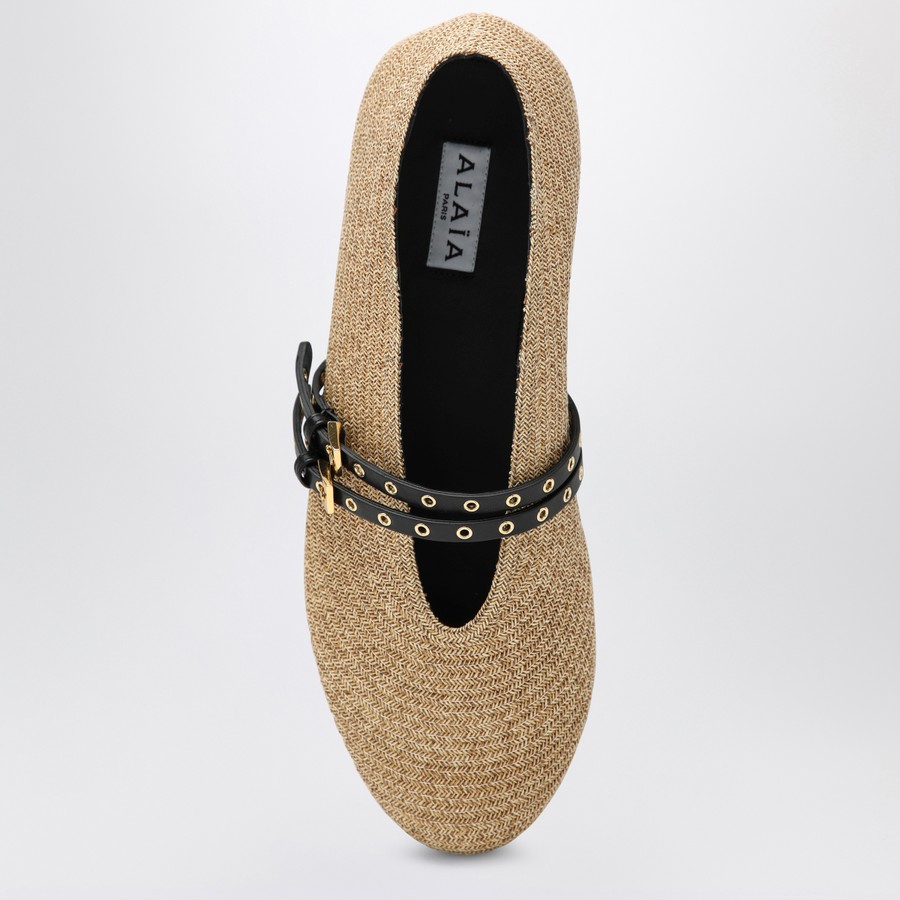 フラットシューズ ALAIA FW25 BALLERINAS PAPER STRAW (AA3A058TK036 113) Alaïa Flat ballerinas natural colour in paper straw | TheDoubleF