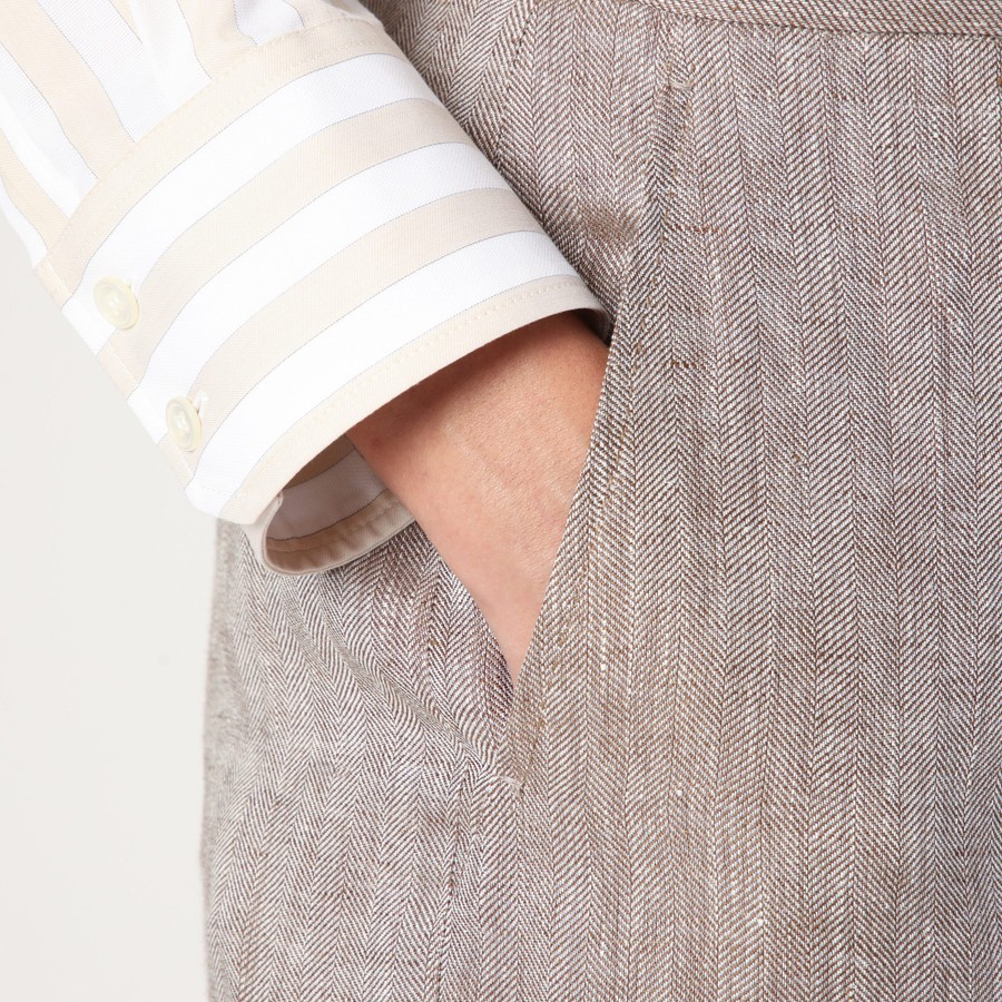パンツ MAX MARA STUDIO BEIGE STRAIGHT LINEN PANTS Max Mara Studio Beige straight linen pants | TheDoubleF