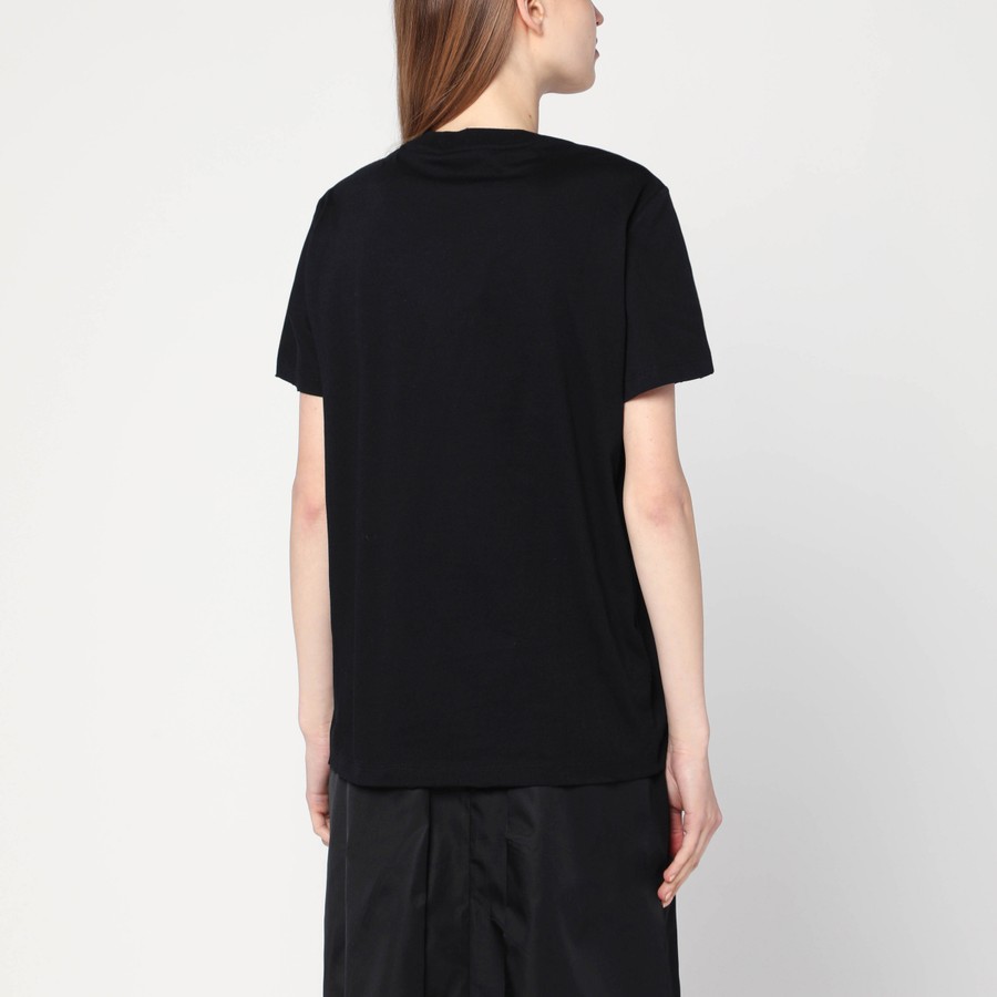 Tシャツ・カットソー PRADA BLACK T-SHIRT WITH TRIANGLE LOGO Prada Black T-shirt with triangle logo | TheDoubleF