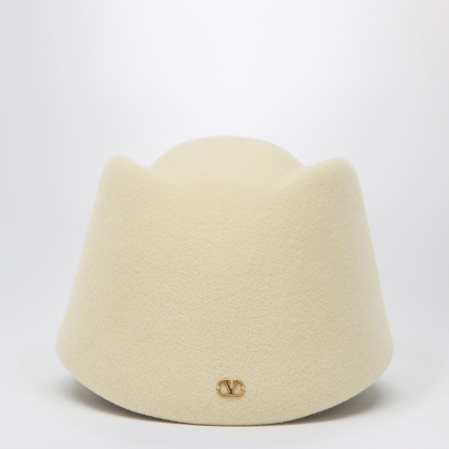 Valentino Garavani Vlogo Signature hat in cream colour wool