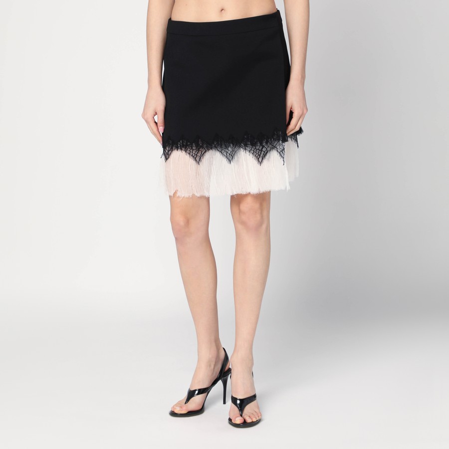 スカート ALEXANDER MCQUEEN MINI SKIRT WITH BLACK/IVORY SPIDER LACE Alexander McQueen Mini skirt with black/ivory spider lace