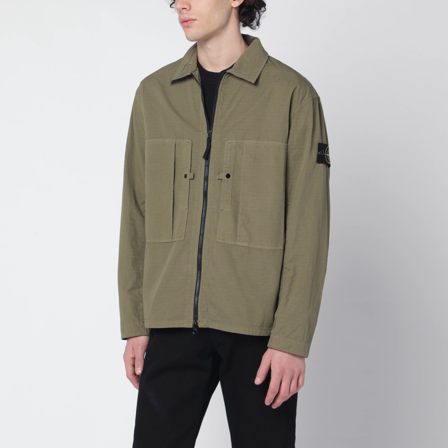 stone  シャツブルゾン Stone Island Military green zip-up shirt jacket | TheDoubleF