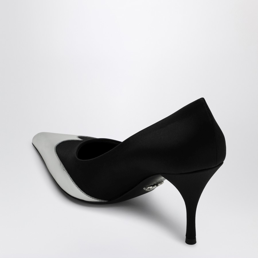 Prada Black décolleté in satin and metallic leather | TheDoubleF
