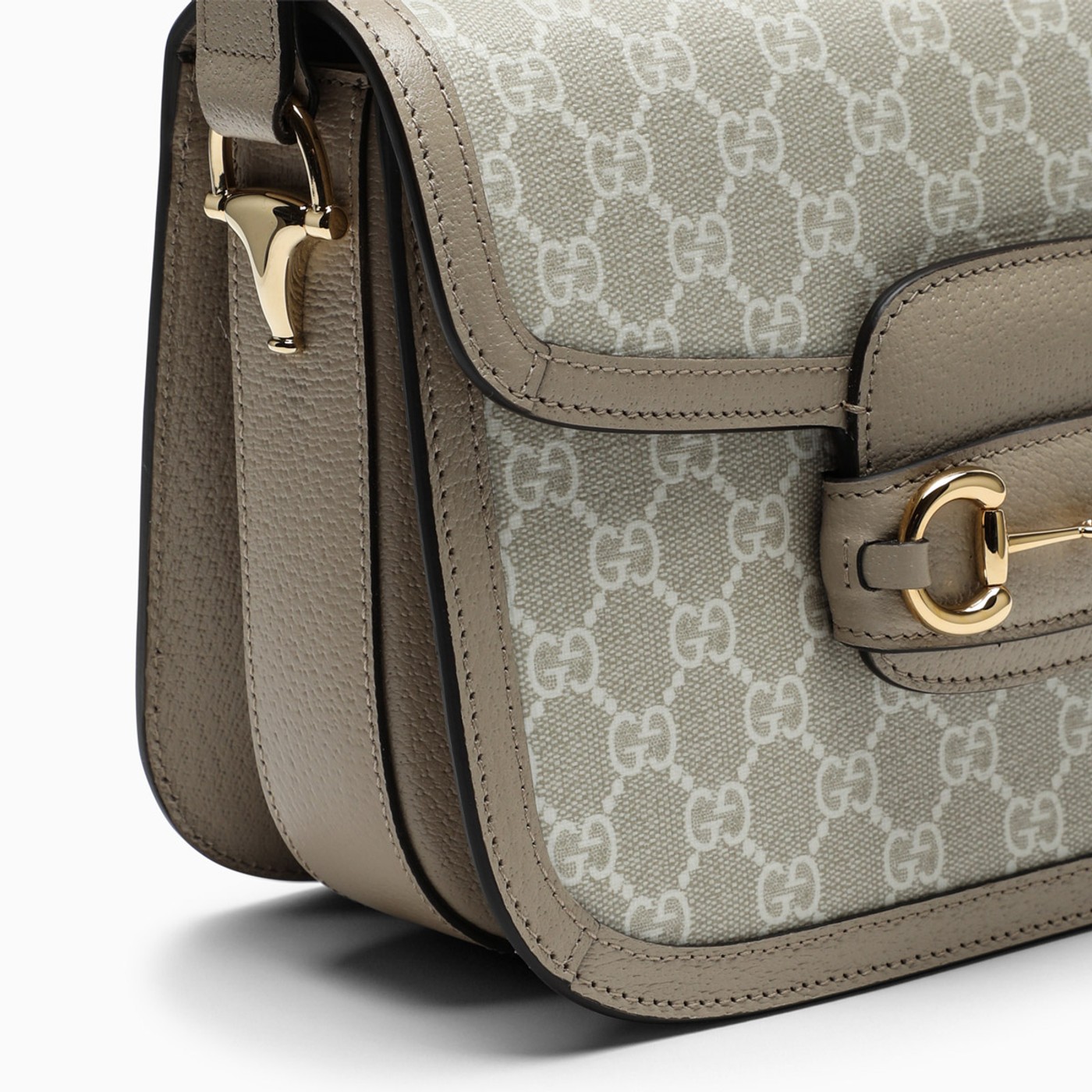 GUCCI 1955 Horsebit small beige and white crossbody bag TheDoubleF