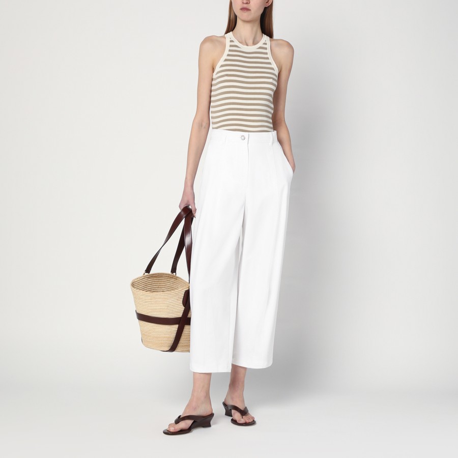 Max Mara Wide white gabardine skirt | TheDoubleF