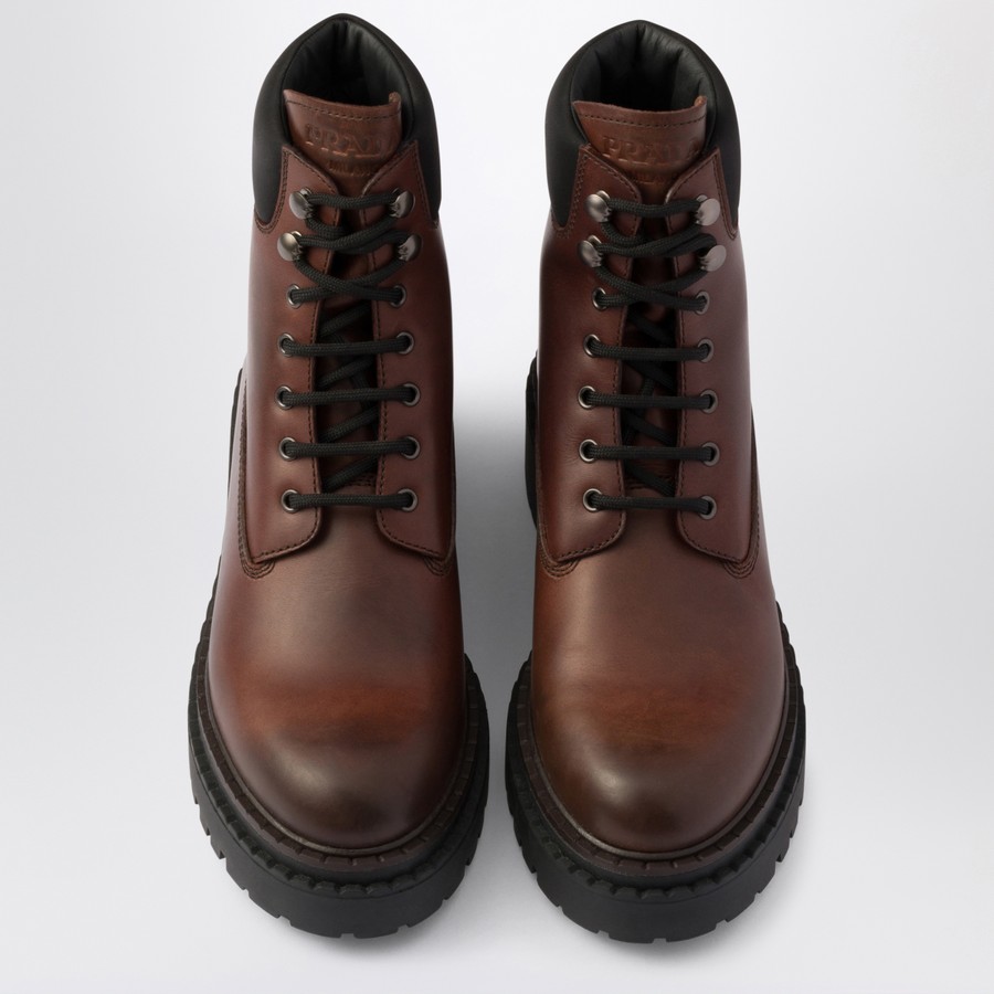ブーツその他 PRADA Woman Boots Ebony 1T704NG0553LPP F0192 Prada Ebony coloured leather and Re-Nylon boot | TheDoubleF