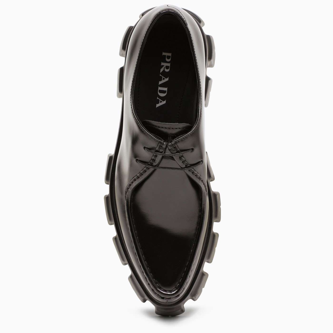 Prada Black brushed leather laceup loafers TheDoubleF