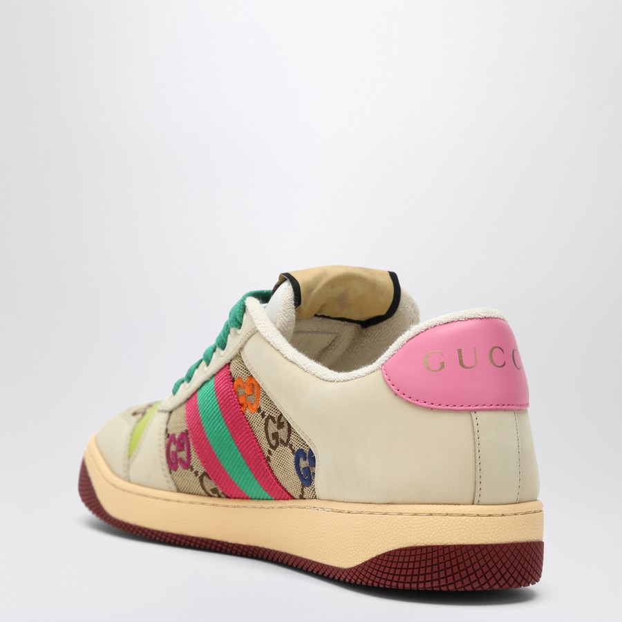 スニーカー GUCCI SCREENER TRAINER IN GG FABRIC AND PINK LEATHER Gucci Screener Trainer In Gg Fabric And Pink Leather In