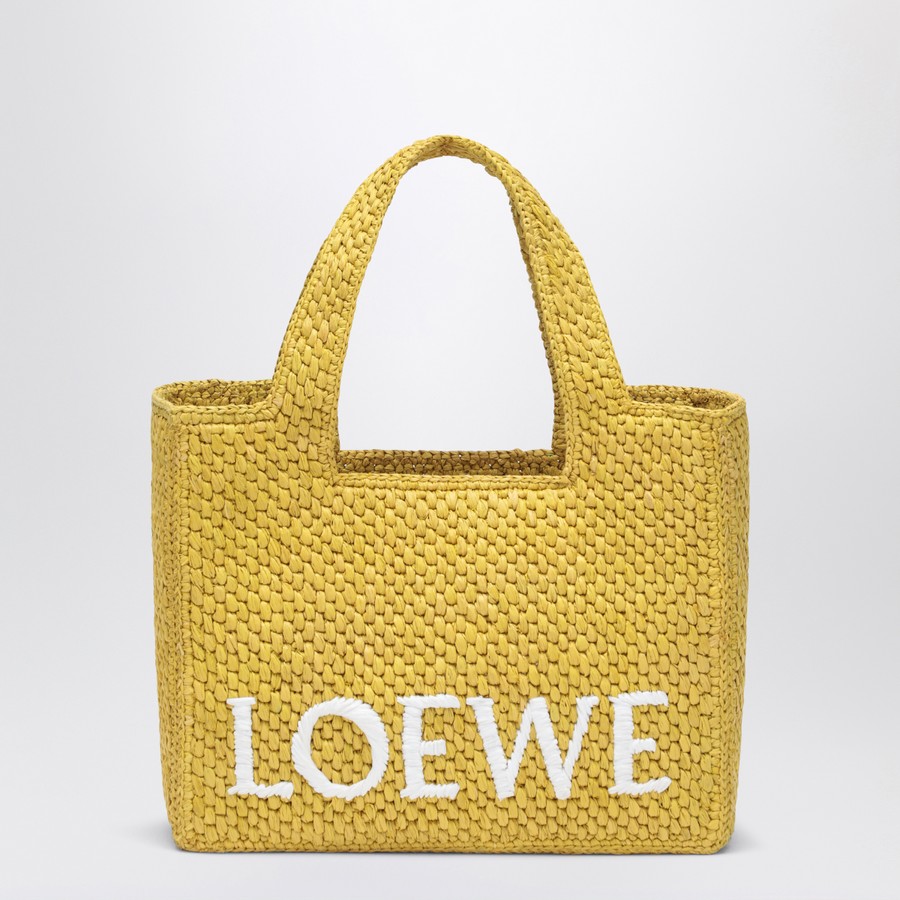 Loewe Borsa LOEWE Font piccola gialla in raffia | TheDoubleF