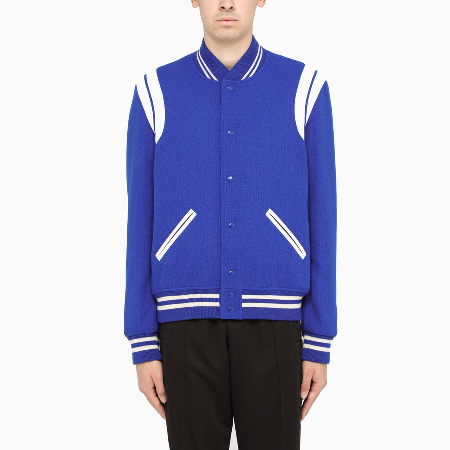 Saint laurent teddy jacket blue clearance