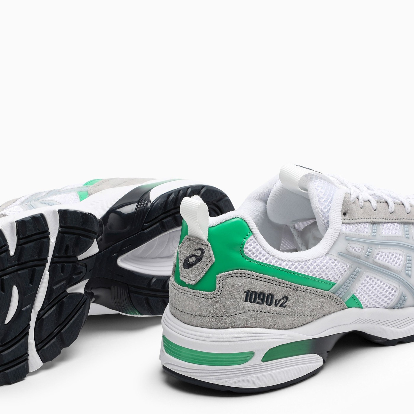 asics grey and green