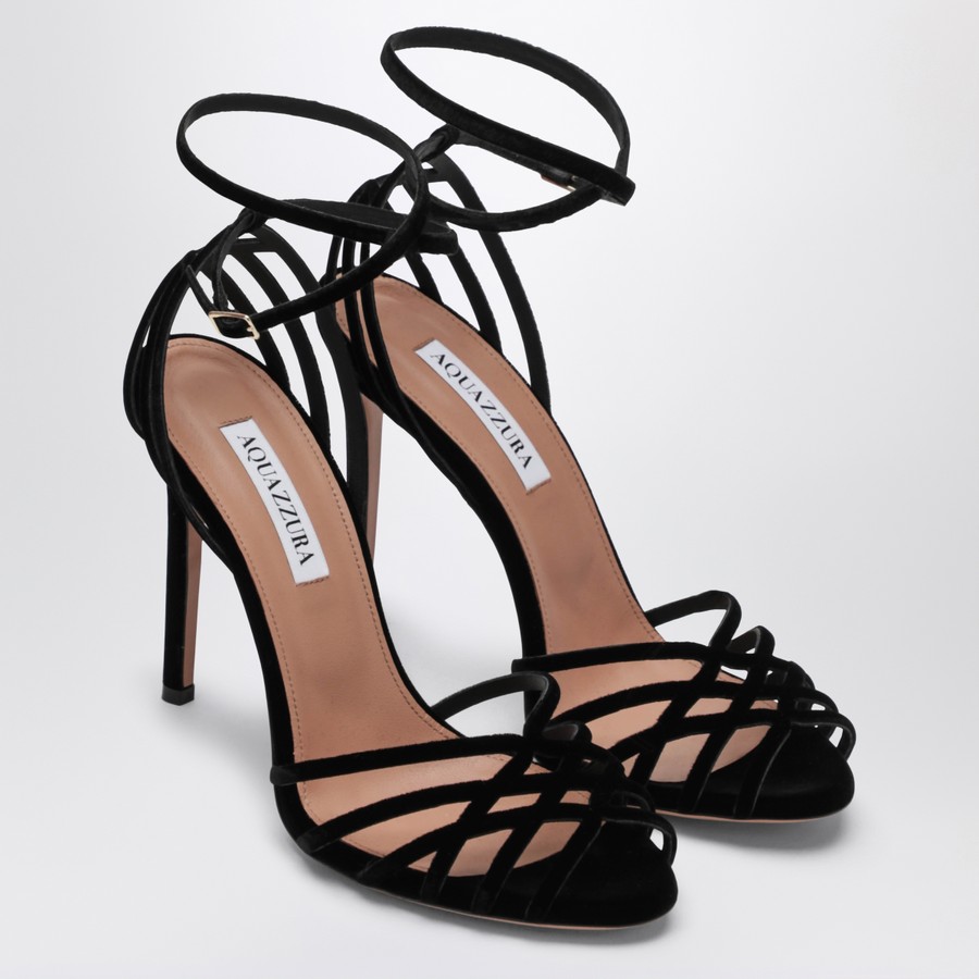 Aquazzura Wild Dream 105 black velvet sandals | TheDoubleF